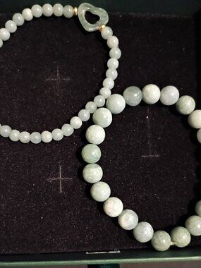 NIB Jade Jewelers Light Green Jade Bead Bracelet Stack Set (2pc)